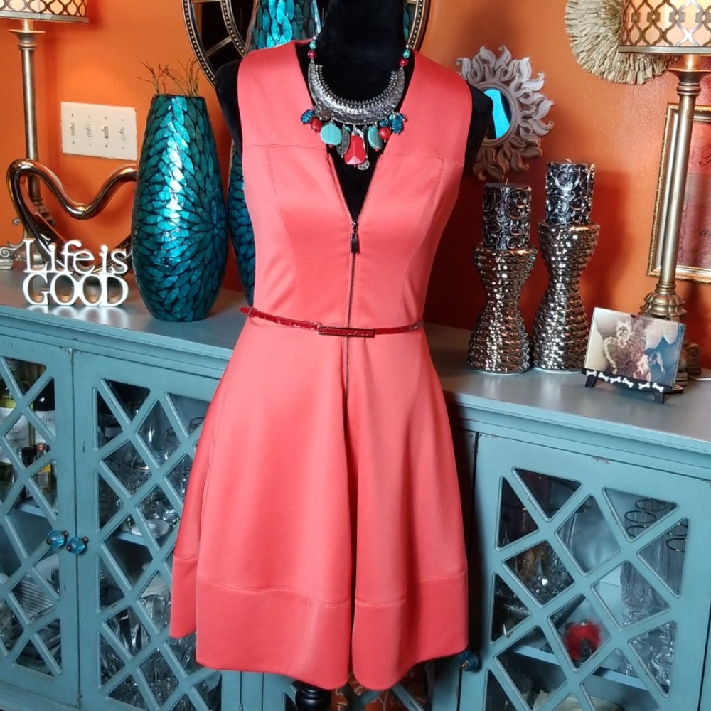 Vince Camuto Zipper Front & Flare Dress